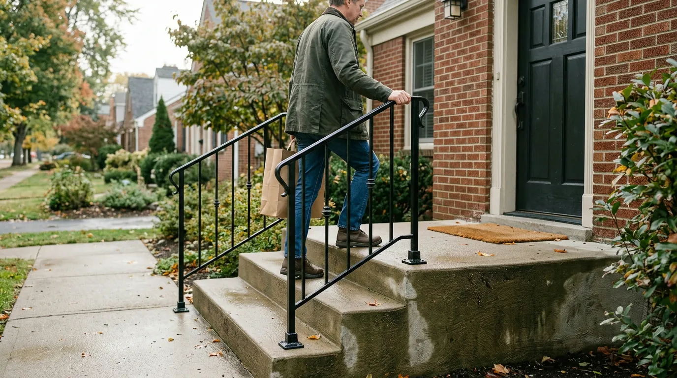 Adjustable Outdoor Stair Railing for 1–5 Steps (Iron)