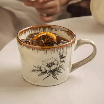 Retro Porcelain Mug Set with Lid & Spoon for Cozy Sips